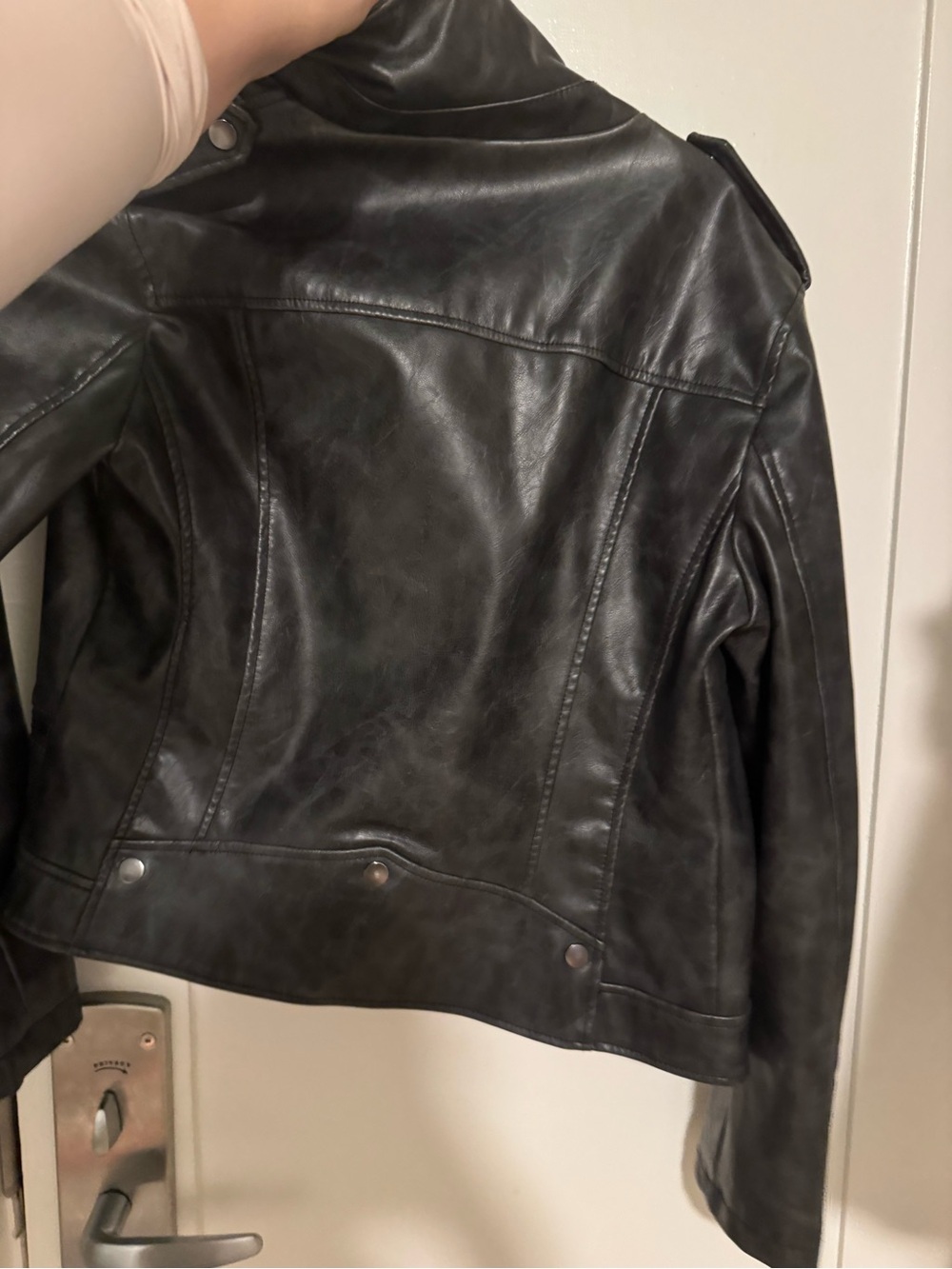 7 For All Mankind Black Faux Leather Moto Jacket